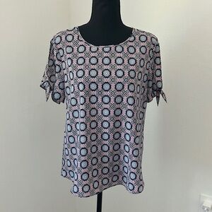 Banana Republic Navy and White Geometric Blouse